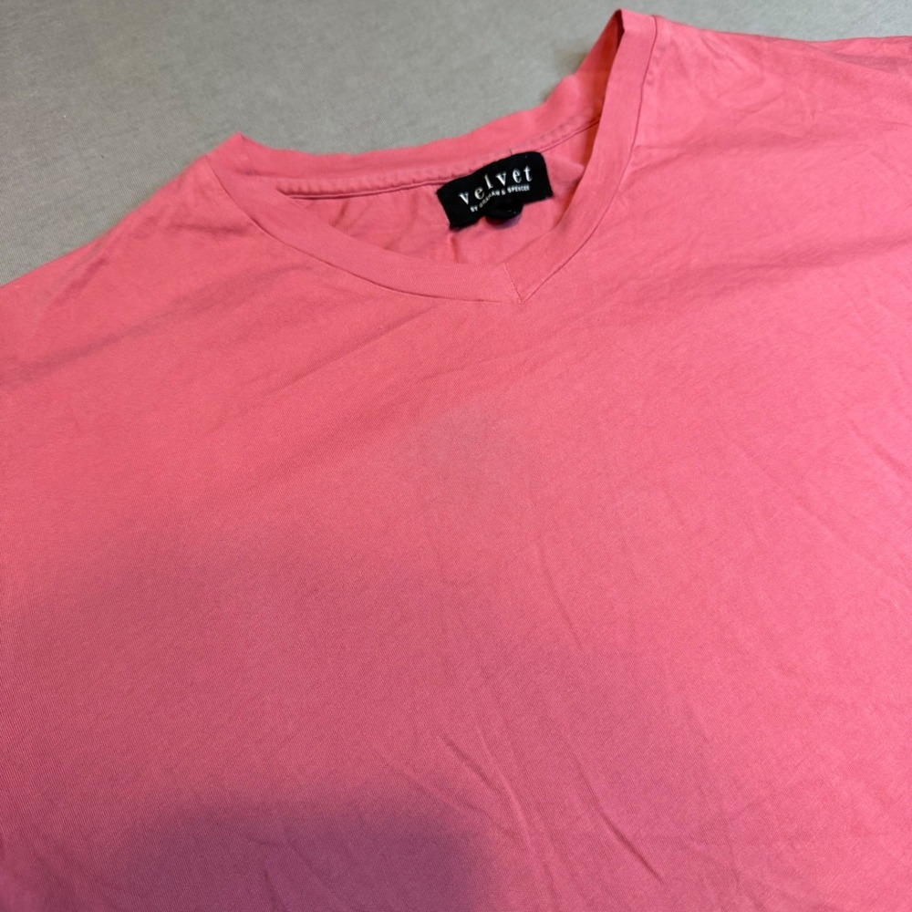 Velvet by Graham & Spencer Mens Pink V-Neck Cotton T-Shirt Size M Short Sleeve